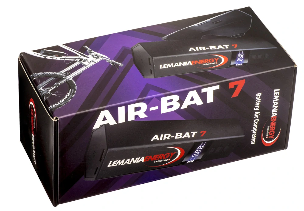Kompaktní akumulátorový kompresor AIR-BAT 7 LEMANIA ENERGY maximální tlak nahuštění 10,3 bar (150 PSI)