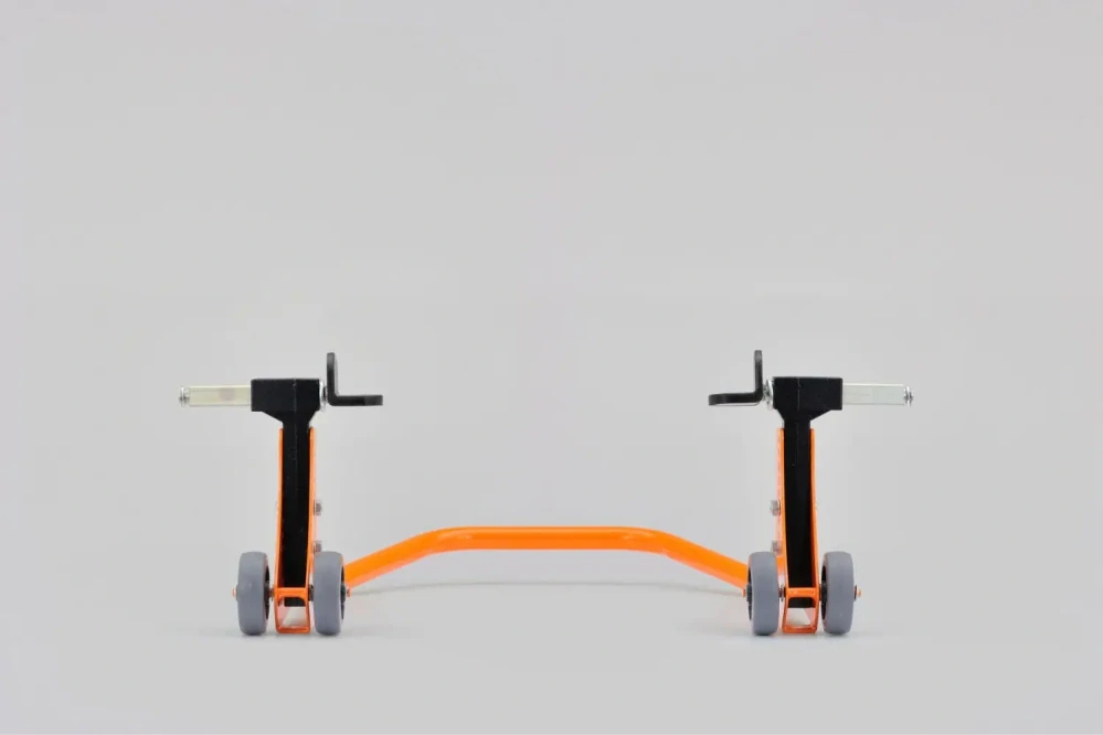 Nastavitelný motocyklový zadní stojan DAYTONA ADJUSTABLE REAR STAND 27934 barva oranžová/černá, nosnost stojanu 200 kg