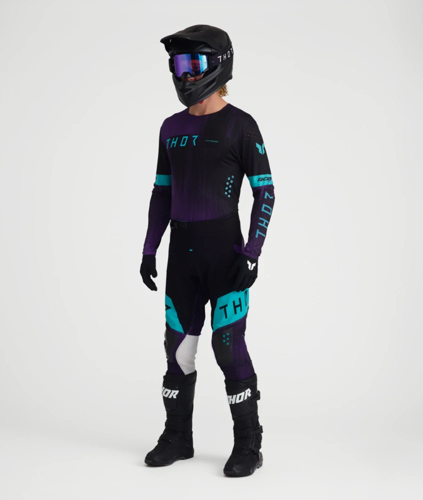 Lehké a pružné motokrosové - enduro kalhoty THOR SPORTMODE VANISH barva černá/fialová