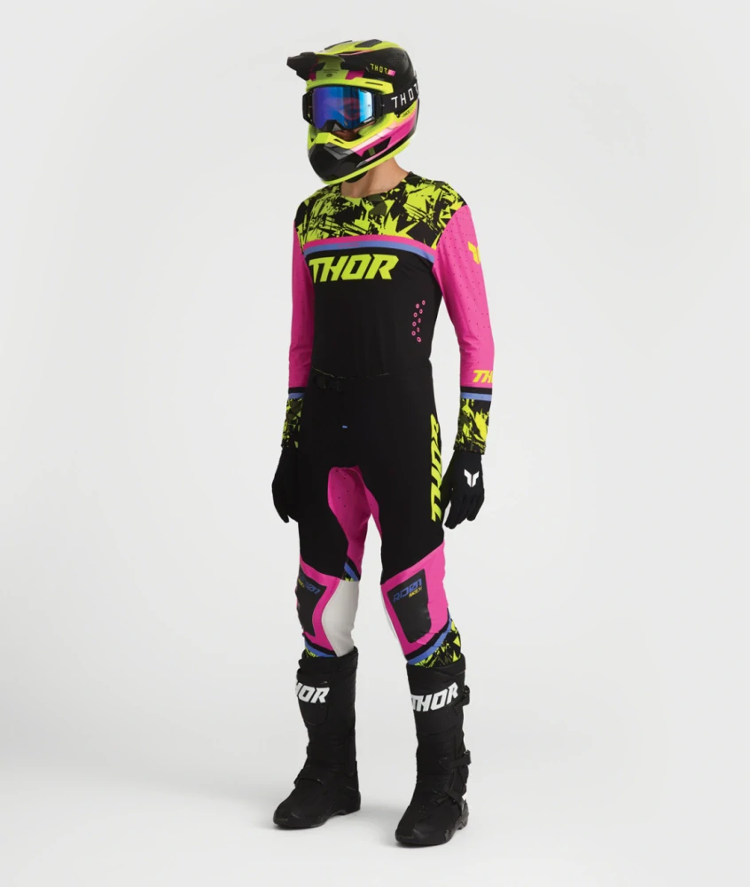 Lehký a pružný motokrosový - enduro dres THOR SPORTMODE PUNKD barva černá/růžová 