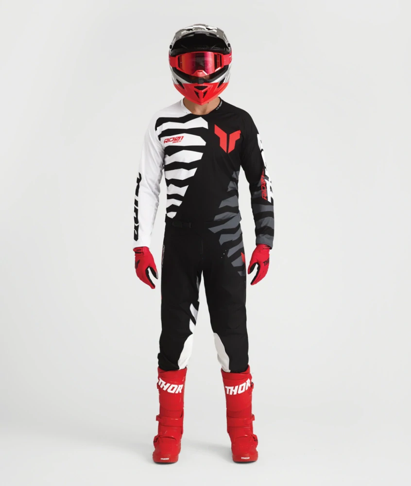 Motokrosový / enduro dres THOR LAUNCHMODE SHREDDER barva černá/šedá/bílá/červená
