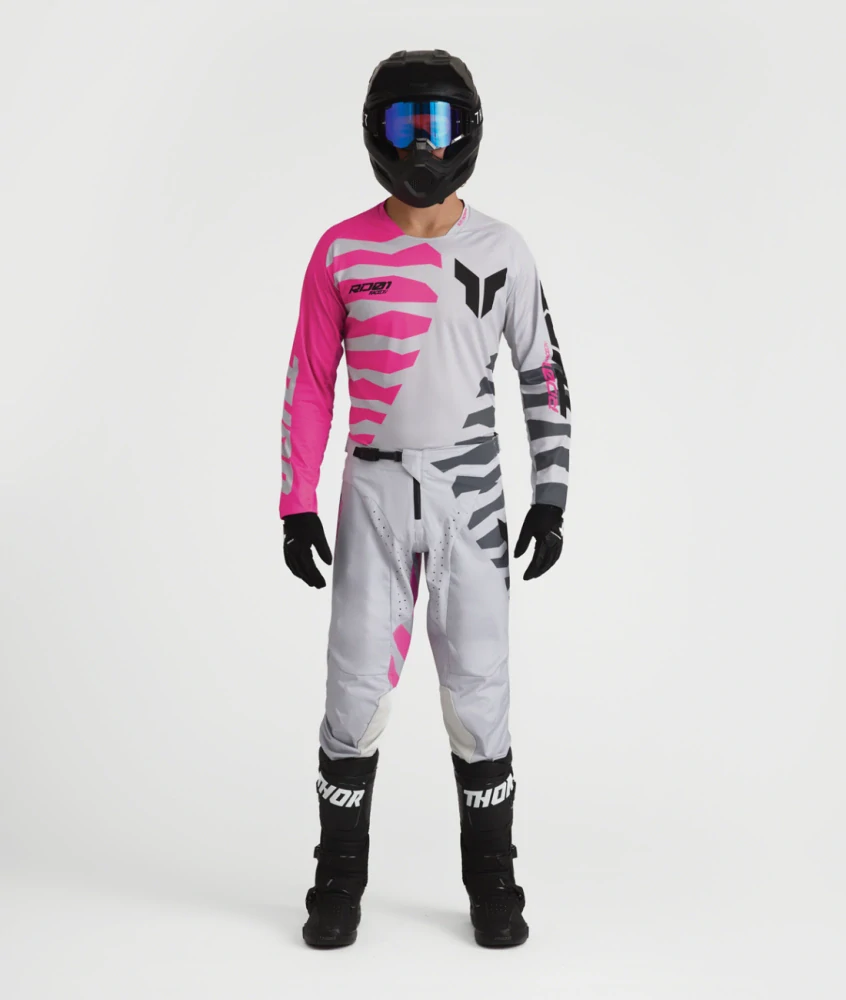 Motokrosový / enduro dres THOR LAUNCHMODE SHREDDER barva šedá/fuchsiová