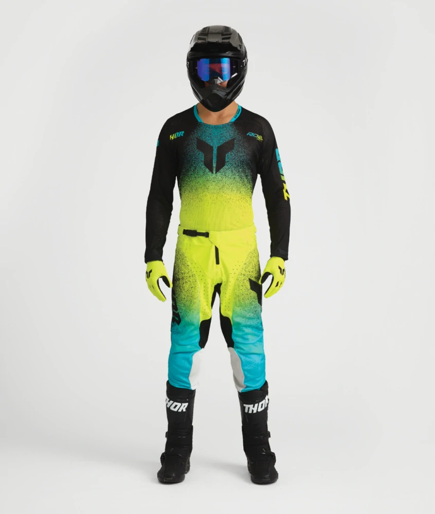 Ventilační motokrosové / enduro kalhoty THOR LAUNCHMODE VENTED AIR DARKSIDE barva černá/acid