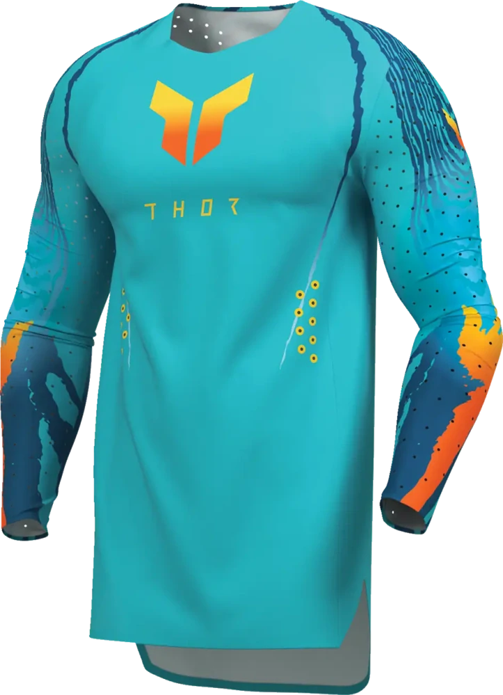 a Lehký a pružný motokrosový - enduro komplet kalhot a dresu THOR THOR SPORTMODE DAMASCUS barva aqua velikost 36+XL