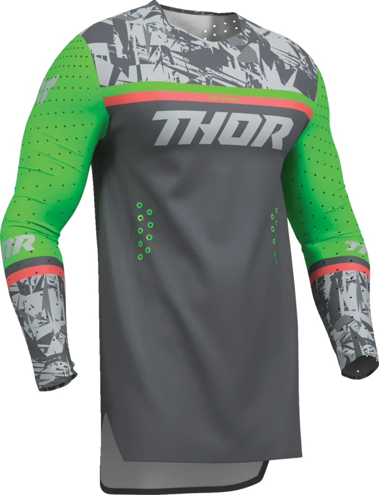 Dětský motokrosový komplet kalhot a dresu THOR SPORTMODE PUNKD barva šedá/zelená