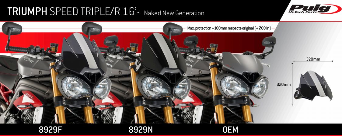 Plexi PUIG SPORT Triumph SPEED TRIPLE/R 2016-2017
