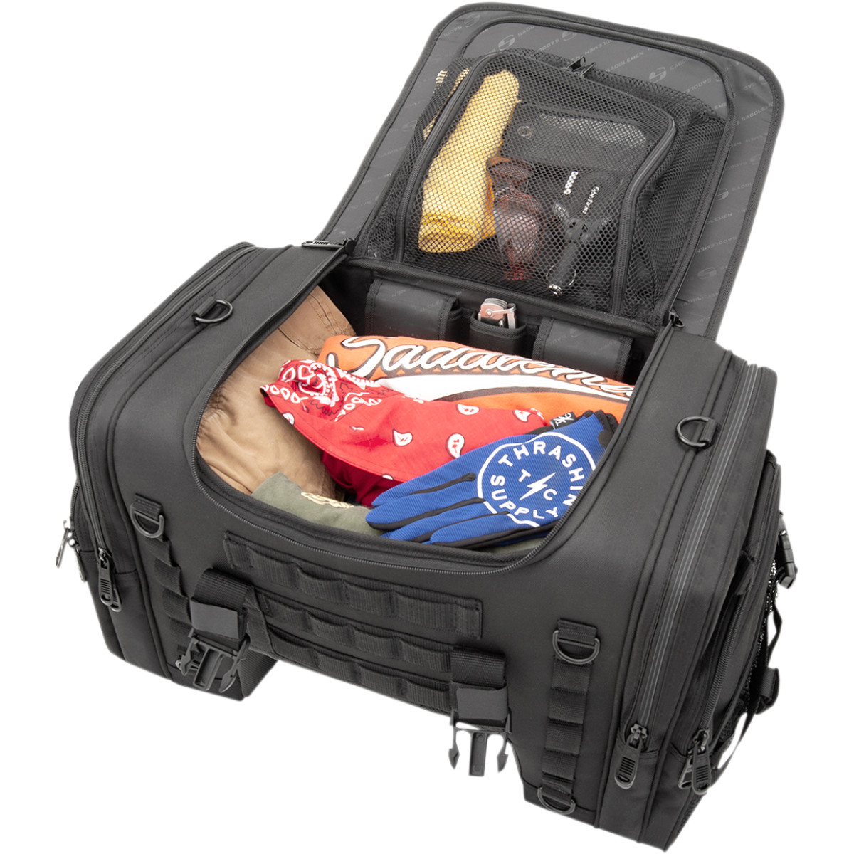 Brašna - textilní taška na sedadlo motocyklu SADDLEMEN TAIL BAG TS3200DE TACTICAL OBJEM 52,4 litru