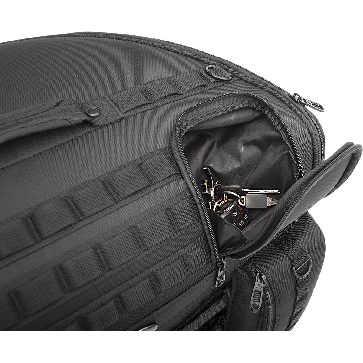Textilní brašna na zadní sedadlo motocyklu SADDLEMEN BACKREST BAG BR4100 TACTICAL EX00033A černá, objem 67,2 litru 