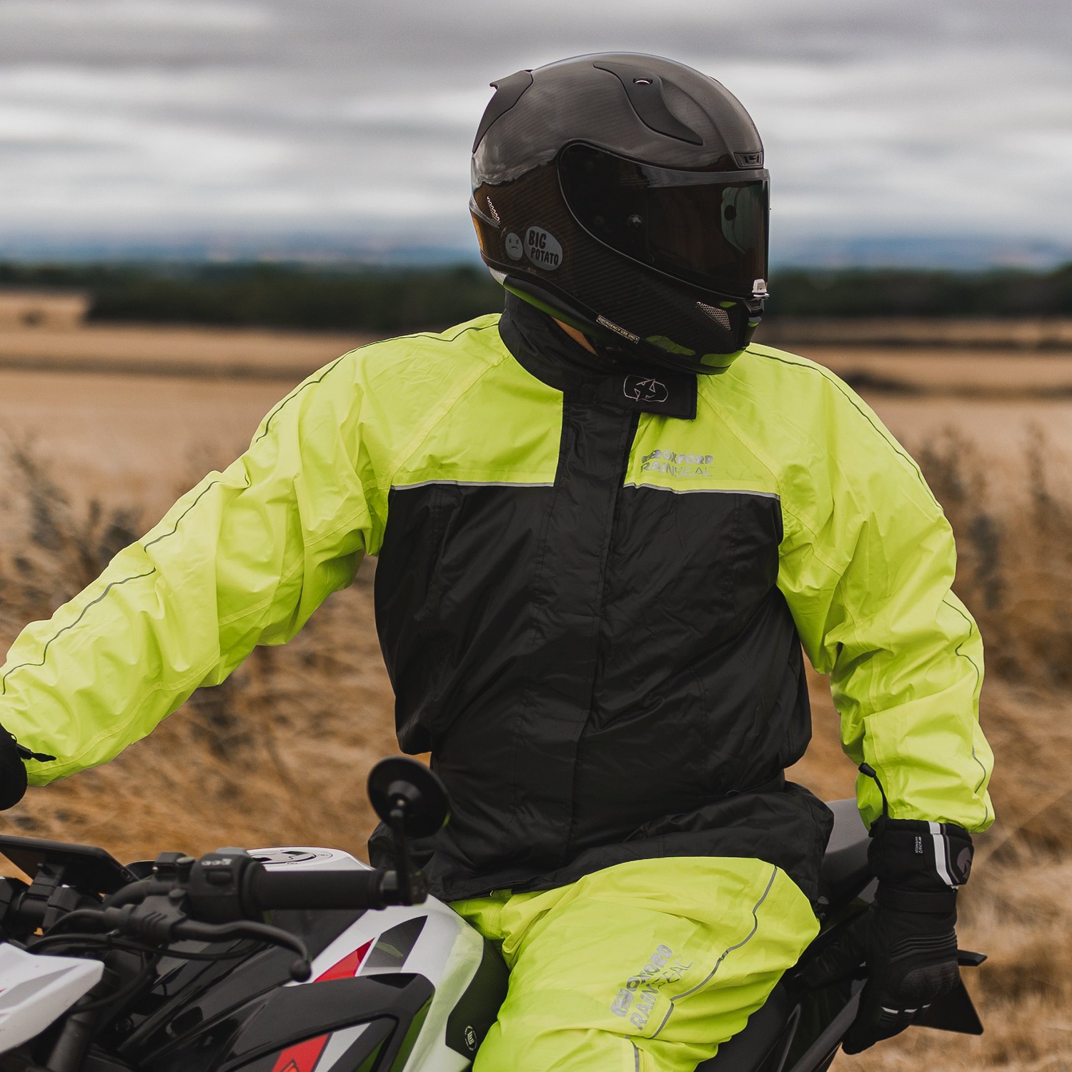 Nepromokavá bunda/pláštěnka OXFORD RAIN SEAL černá/žlutá fluo 