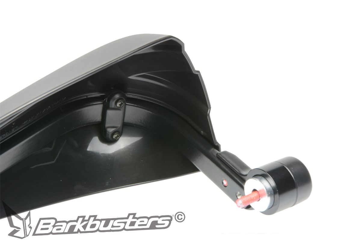 Sada motocyklových krytů páček s výztuhou BARKBUSTERS HANDGUARDS STORM SINGLE POINT BAR END MOUNT černé, pár, pro řídítka s vnitřním závitem 6 mm nebo 8 mm