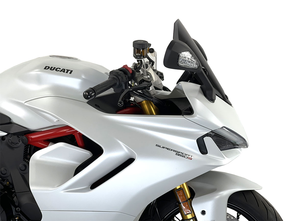 Plexi motocyklu WRS SPORT pro DUCATI DUCATI SUPERSPORT 950 / S 2021-2023, výška 37 cm, šíře 32 cm, barva tmavě kouřová