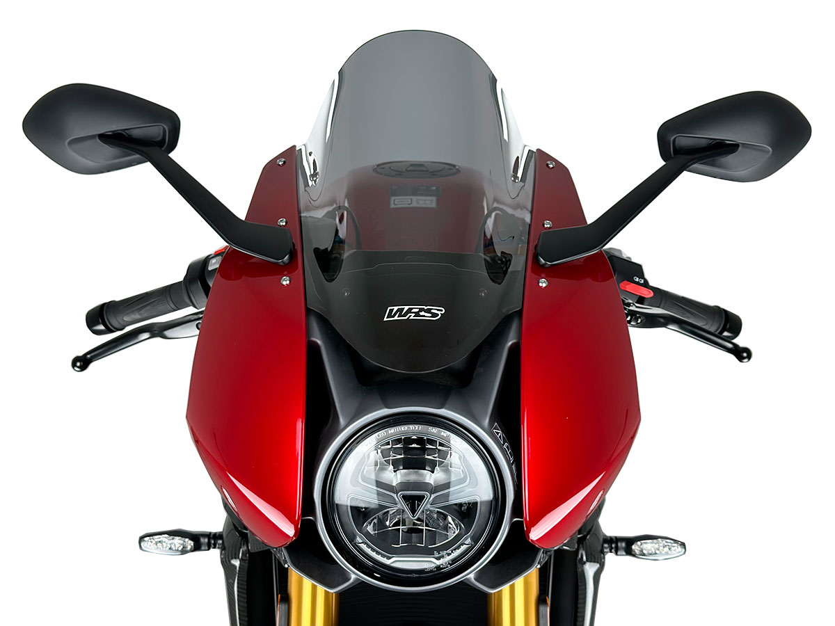 Plexi motocyklu WRS verze SPORT pro motocykly TRIUMPH SPEED TRIPLE 1200 RR ABS rok 2022-2023, výška 39 cm, šíře 26 cm, barva kouřová