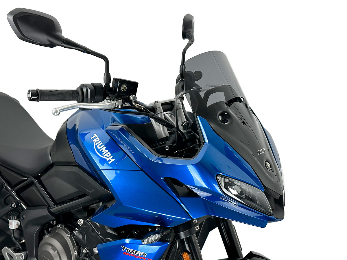 Plexi motocyklu WRS verze SPORT pro motocykly TRIUMPH TIGER SPORT 660 ABS rok 2022-2024, výška 46 cm, šíře 33 cm, barva tmavě kouřová