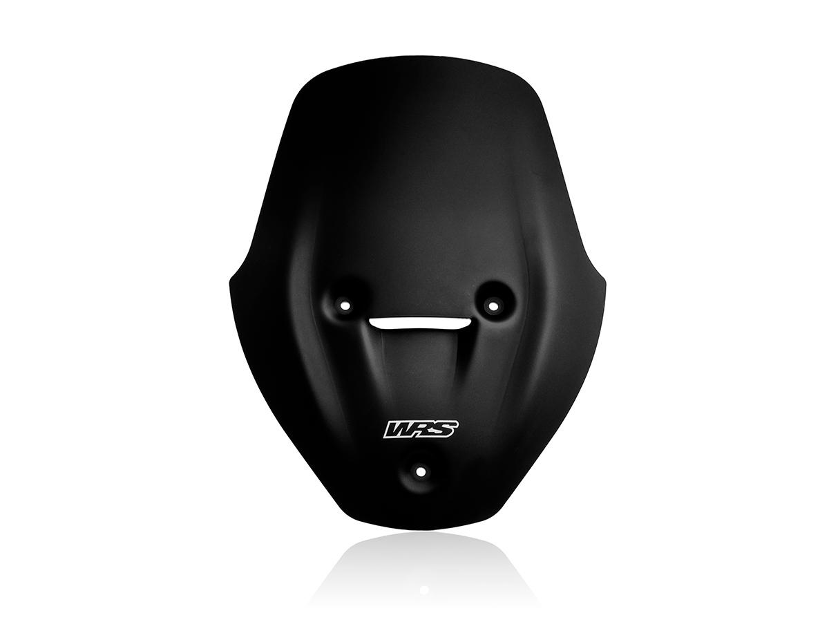 Plexi motocyklu WRS TOURING pro DUCATI DIAVEL V4 1200 ABS rok 2023, výška plexi 33,5 cm, šíře plexi 28 cm, barva matná černá/neprůhledné