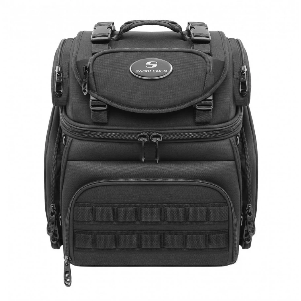 Zadní textilní brašna na motocykl SADDLEMEN BR1800 Tactical Back Seat/ Sissy Bar Bag, barva černá