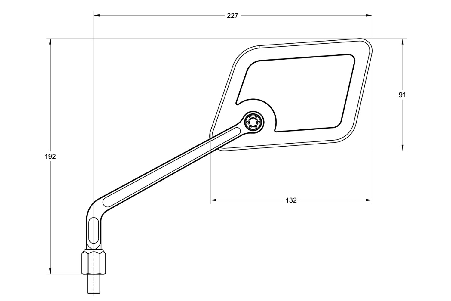 Zpětné zrcátko motocyklu DAYTONA D-MIRROR-21 FLAT-SQUARE 80994 , barva černá, 1 kus, pozice pravá strana