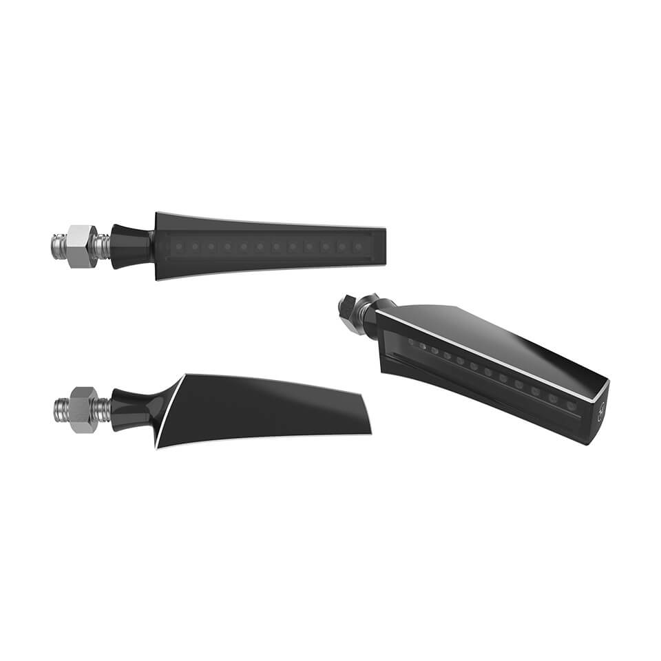 a Univerzální LED blinkry HIGHSIDER NULL STS-1 černé, kouřové sklo, pár