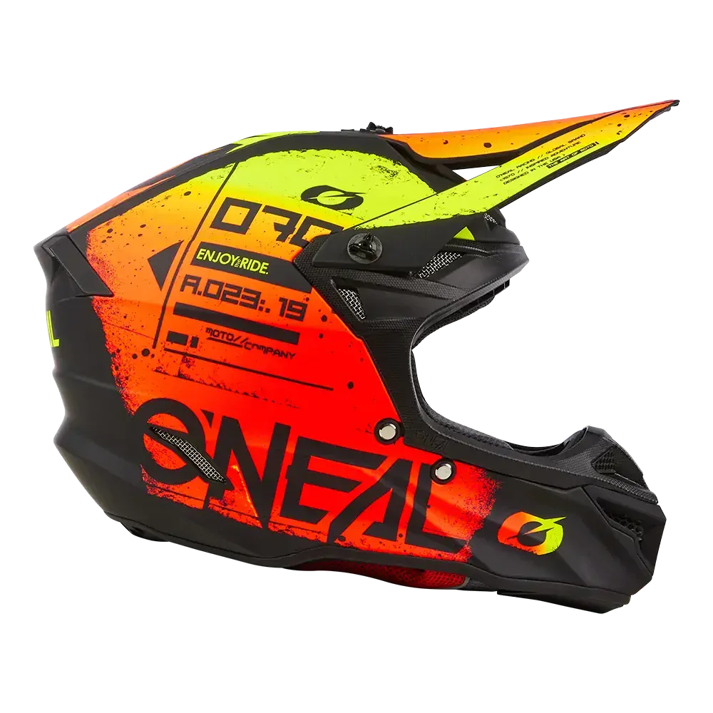 A Motokrosová přilba ONEAL 5 SRS SERIES SCARZ V.24 černá/červená/žlutá  fluo velikost XS , obvod hlavy 53-54 cm 