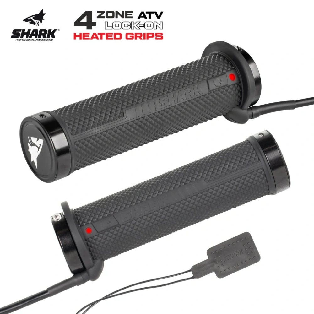 Vyhřívané rukojeti lock-on s ovládáním integrovaným přímo v rukojeti + výhřev palce pro čtyřkolky a sněžné skútry SHARK HEATED GRIPS LOCK ON 4 ZONE pro řídítka o průměru 22 mm