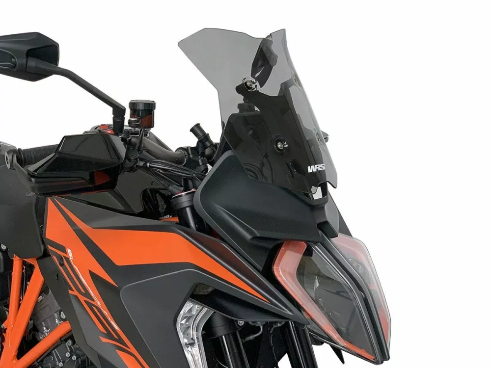 Motocyklové plexi / čelní plexi motocyklu  WRS VERZE SPORT KT007FS pro KTM 1290 SUPER DUKE GT rok 2019-2024, barva tmavě kouřová, výška plexi 32 cm 