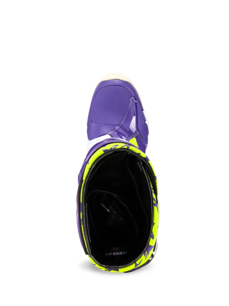 Motokrosové boty ALPINESTARS TECH 10 DIRT STUDIOS LIMITOVANÁ EDICE bílá/fialová/žlutá fluo