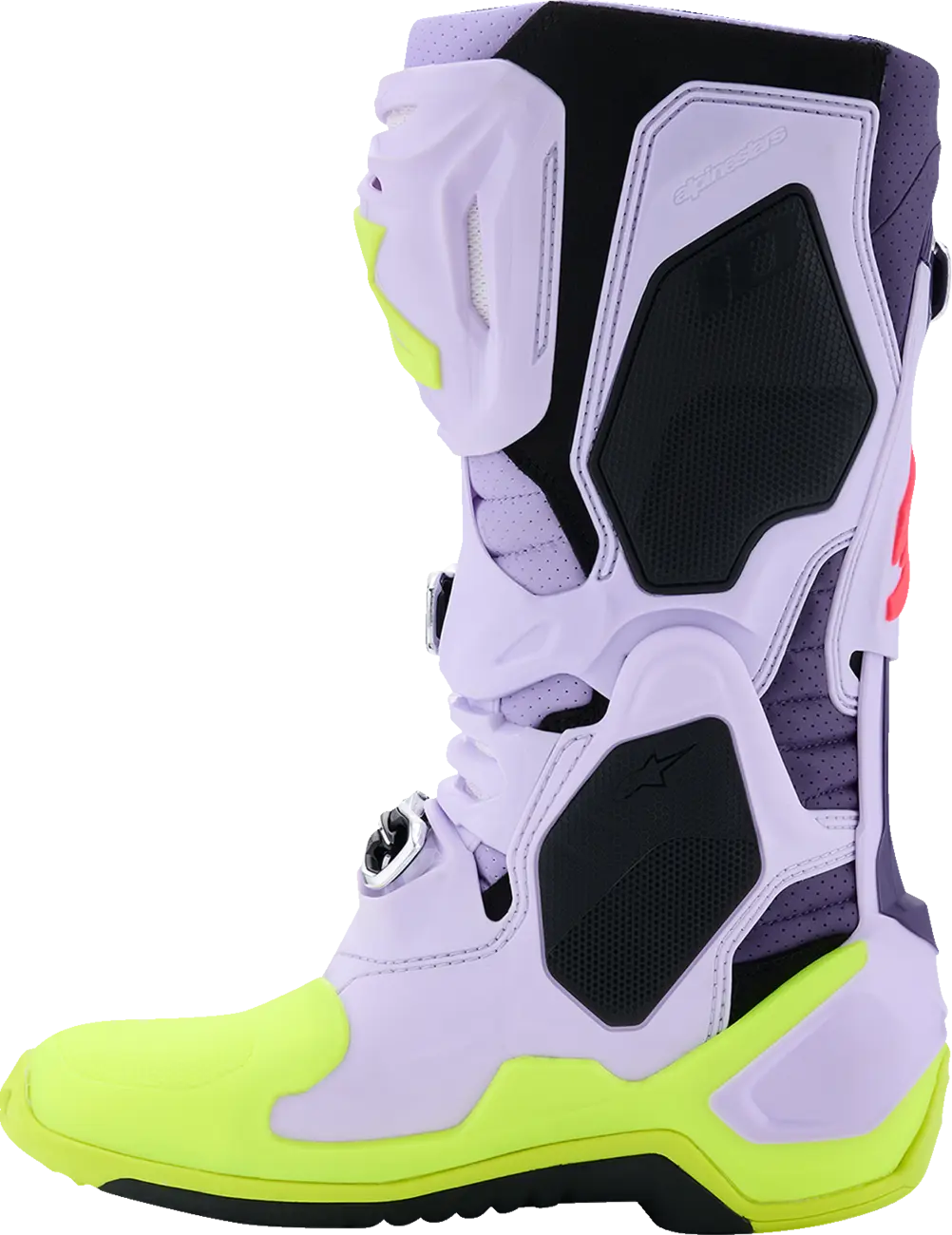 Ventilační motokrosové boty s vnitřní botičkou ALPINESTARS TECH 10 SUPERVENTED VENTILAČNÍ barva fialová/žlutá fluo/diva ružová/