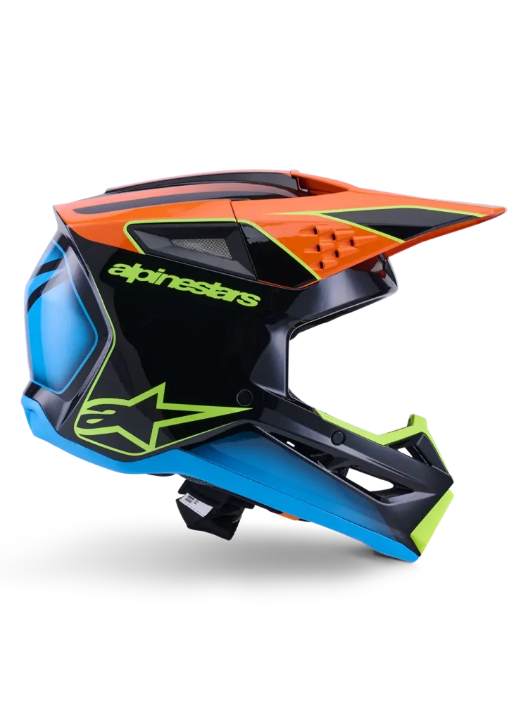a Motokrosová přilba ALPINESTARS SM3 / SM-3 / S-M3 / 8300526-1455 FRAY černá/oranžová/žlutá velikost L