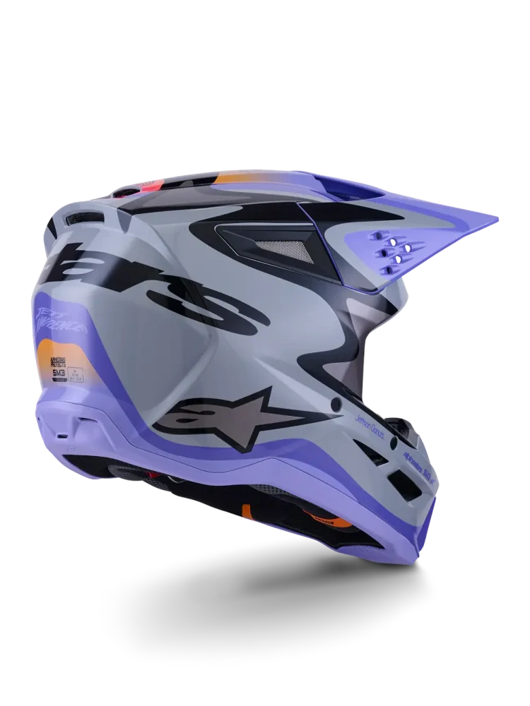 Motokrosová přilba ALPINESTARS SM3 / SM-3 / S-M3 / 8302726-9277 JETTSON barva šedá/fialová/černá