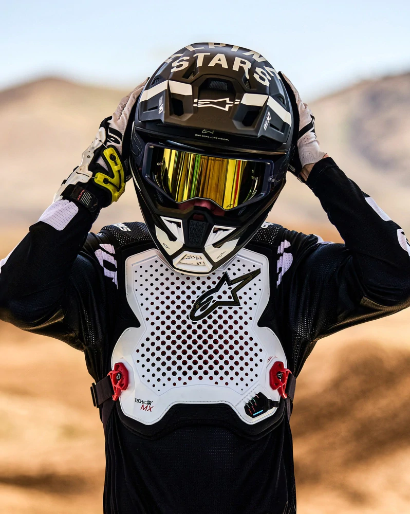Motokrosový airbag chránící záda, krk, hruď a břicho - airbagová vesta ALPINESTARS TECH-AIR®MX PLASMA system, barva bílá/černá/červená