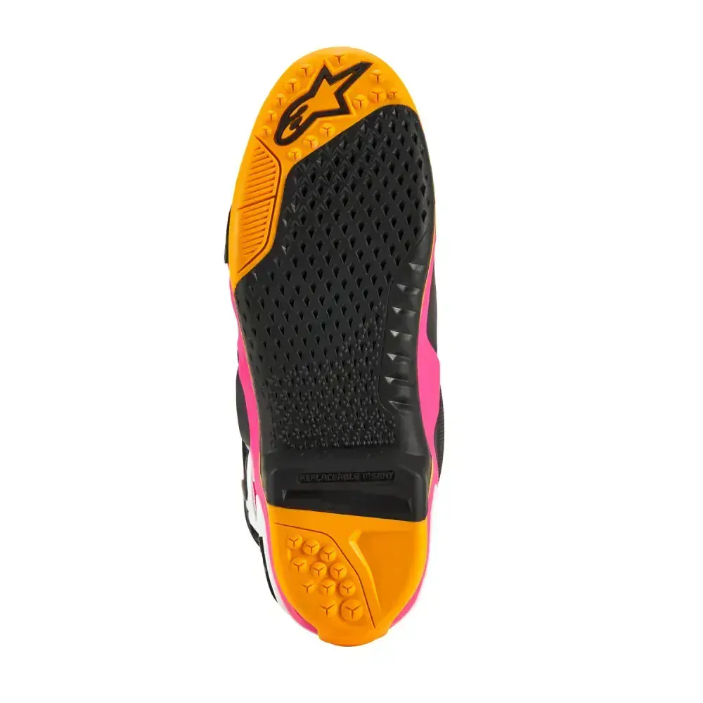 Motokrosové boty ALPINESTARS TECH 10 LIMITOVANÁ EDICE COAST bílá/tmavě modrá/růžová/žlutá fluo/oranžová/černá