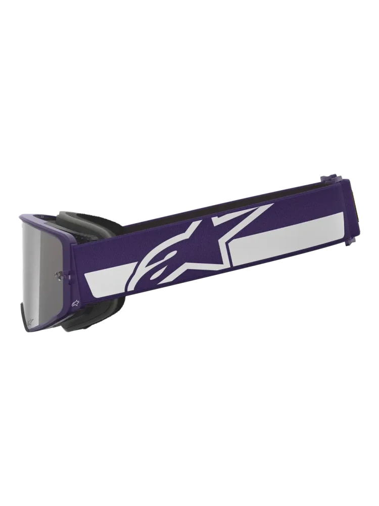 Limitovaná edice motokrosových / enduro brýlí ALPINESTARS GOGGLE SUPERTECH HUNTER LAWRENCE 5101226-3168 Signature Goggle barva fialová/bílá se stříbrným zrcadlovým plexi 
