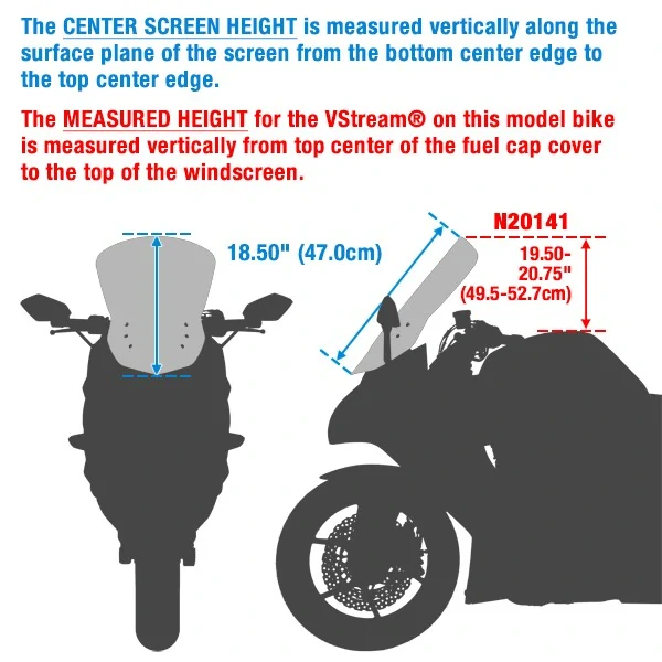 Plexi motocyklu NATIONAL CYCLE verze vysoká touring N20141 N20139 pro KAWASAKI KLE 650 Versys/LT rok 2022 barva čirá, výška plexi 47 cm