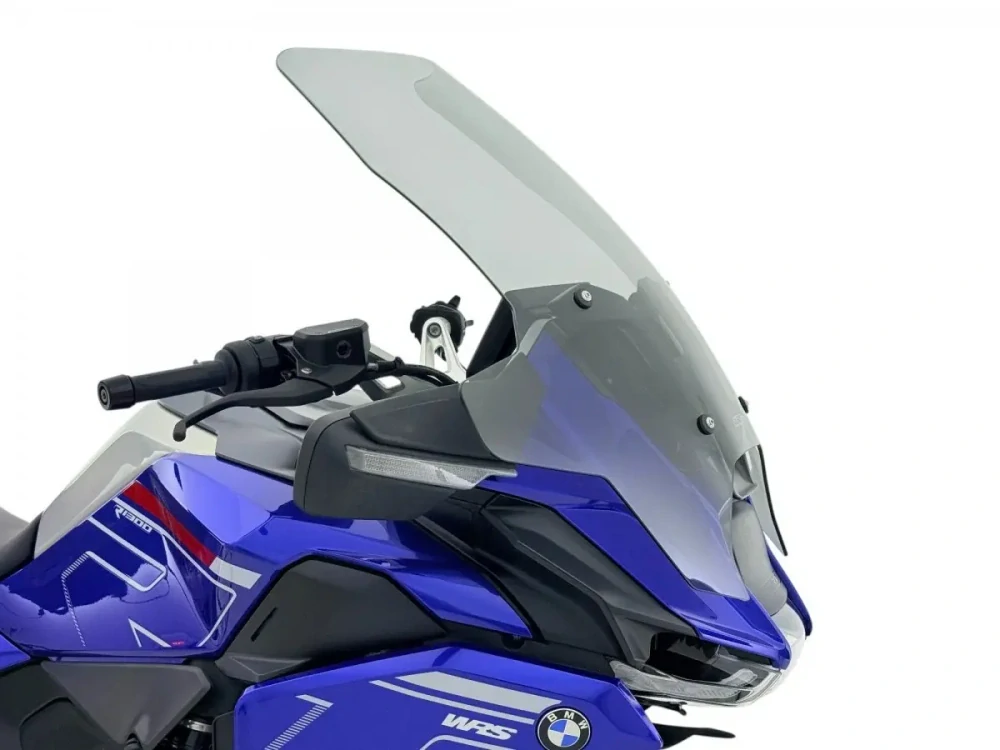 Plexi motocyklu WRS VERZE CAPONORD pro motocykl BMW R 1300 RT 2025-2026 barva kouřová, výška plexi 64 cm / o 4,5 cm vyšší / o 16 cm širší v horní části než originální plexi