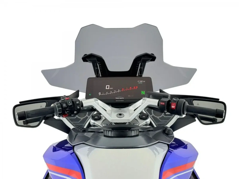 Plexi motocyklu WRS VERZE SPORT pro motocykl BMW R 1300 RT 2025-2026 barva tmavě kouřová, výška plexi 39 cm, oproti originálnímu plexi o 20,5 cm nižší 