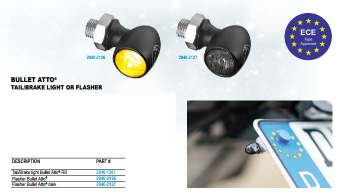 Zadní světlo/brzdové KELLERMANN TAIL/BRAKE LIGHT BULLET ATTO RB - BARVA ČERNÁ/ČIRÉ SKLÍČKO 