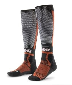 Funkční motorkařské ponožky KTM pro nižší teploty KTM KNEE BRACE SOCKS černá/bílá/oranžová vel. 43-46