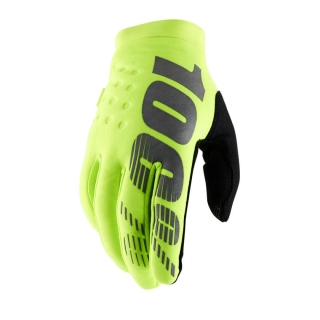a Motokrosové rukavice do chladného počasí  100% BRISKER FLO YELLOW/BLACK vel. S