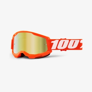 Dětské motokrosové brýle 100% STRATA 2 ORANGE se zlatým zrcadlovým objektivem