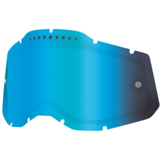 Dvojité náhradní plexi pro motokrosové brýle 100% STRATA 2 , ACCURI 2 , RACECRAFT 2 - zrcadlové kouřové modré, s ventilací
