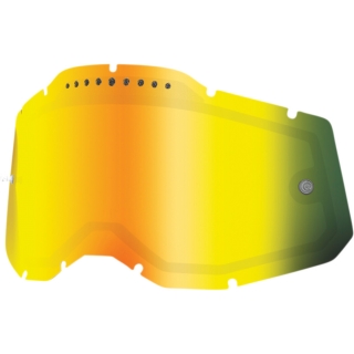 Dvojité náhradní plexi pro motokrosové brýle 100% STRATA 2 , ACCURI 2 , RACECRAFT 2 - zrcadlové kouřové zlaté, s ventilací