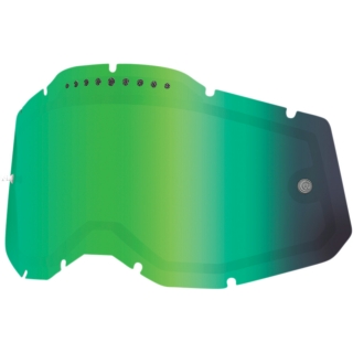 Dvojité náhradní plexi pro motokrosové brýle 100% STRATA 2 , ACCURI 2 , RACECRAFT 2 - zrcadlové kouřové zelené, s ventilací