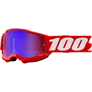 Dětské motokrosové brýle 100% ACCURI 2 JUNIOR NEON RED červeno/modré kouřové zrcadlové plexi 