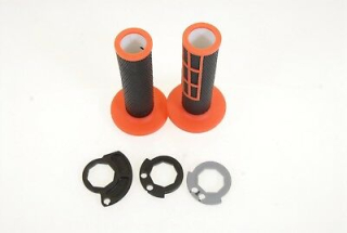 a Motokrosové rukojeti - gripy KTM ODI LOCK ON pro KTM 2T + 4T černá/oranžová - OTEVŘENÉ KONCE