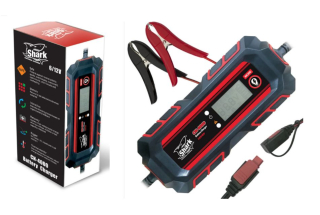 a Automatická inteligentní nabíječka 12V a 6V SHARK BATTERY Charger CN-4000, 6/12V, IP54, 4A DC 