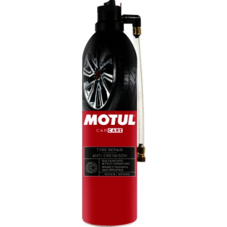 a Přípravek na opravu a nafouknutí poškozené pneu, sprej pro opravu defektů MOTUL TYRE REPAIR CAR CARE obsah balení 500 ml