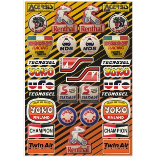 Sada retro/vintage polepů na motocykl TECNOSEL STICKERS SHEET MIX 