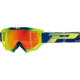 Motokrosové brýle Progrip PG 3200 VENOM NAVY/ŽLUTÁ FLUO zrcadlový objektiv
