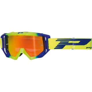 Motokrosové brýle Progrip PG 3200 VENOM ŽLUTÁ FLUO/MODRÁ zrcadlový objektiv