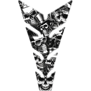 Samolepka - tank pad na nádrž motocyklu ONEDESIGN UNIVERSAL TANK PAD MAX SKULL S1 rozměr 223 mm x 134 mm