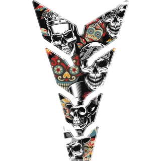 Samolepka - tank pad na nádrž motocyklu ONEDESIGN UNIVERSAL TANK PAD MAX SKULL S2 rozměr 223 mm x 134 mm
